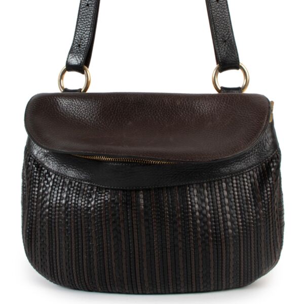 Delvaux Café Toile de Cuir Vintage Shoulder Bag