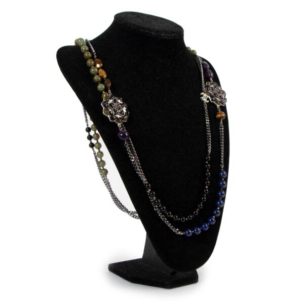 Chanel Fall 2014 Multicolor Bead Interlocking CC Flower Necklace