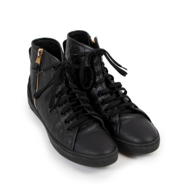 Louis Vuitton Black Monogram Empreinte High Top Sneakers - Size 37
