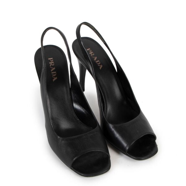 Prada Black Leather Slingback Heels - size 40