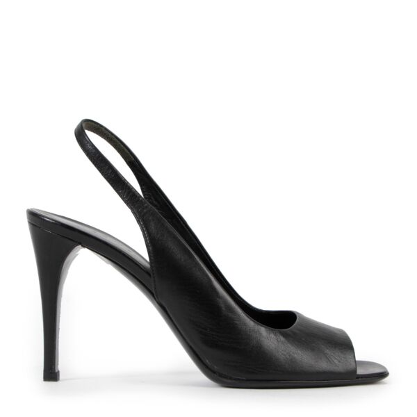 Prada Black Leather Slingback Heels - size 40 for the best price at Labellov secondhand luxury in Antwerp