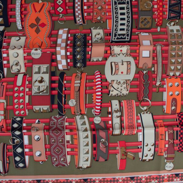 Hermès Green and Red Collier du Chain Scarf