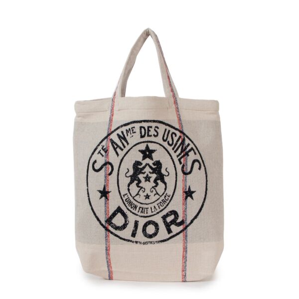 Christian Dior Beige Canvas L'Union Fait La Force Tote Bag