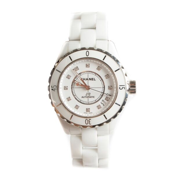 Chanel White Ceramic J12 Diamonds 33mm Watch