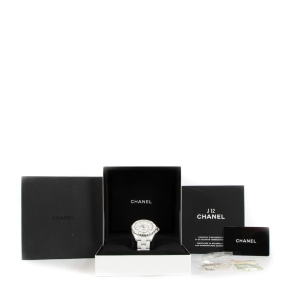 Chanel White Ceramic J12 Diamonds 33mm Watch