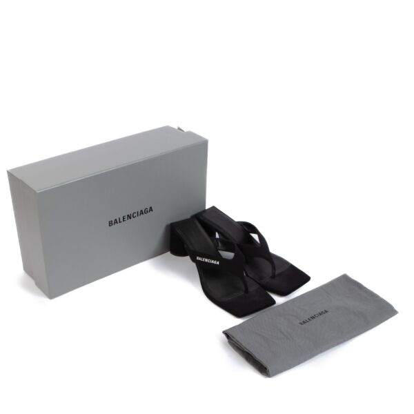 Balenciaga Black Double Square Thong Sandals - size 37,5
