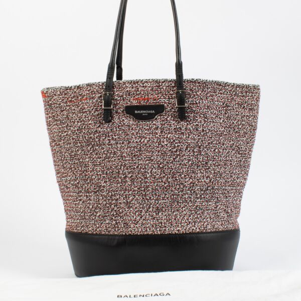 Balenciaga Pink Tweed & Leather Shopper Bag
