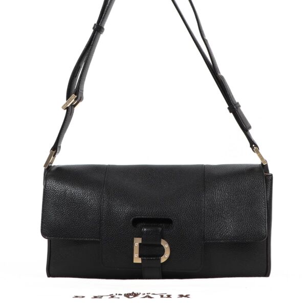 Delvaux Black Le Colette MM Café Leather Shoulder Bag
