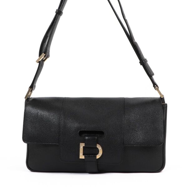 Delvaux Black Le Colette MM Café Leather Shoulder Bag