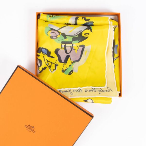 Hermès Yellow Rendez-Vous Rive Gauche Silk Carré 70 Scarf