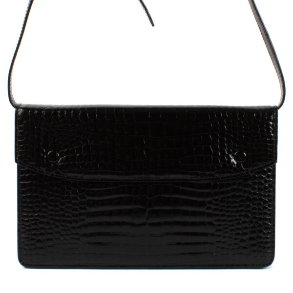 shop 100% authentic second hand Maison Margiela Black Crocodile-Embossed Accordion Messenger Bag on Labellov.com