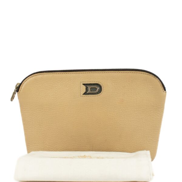 Delvaux Beige Leather Zipped Pouch