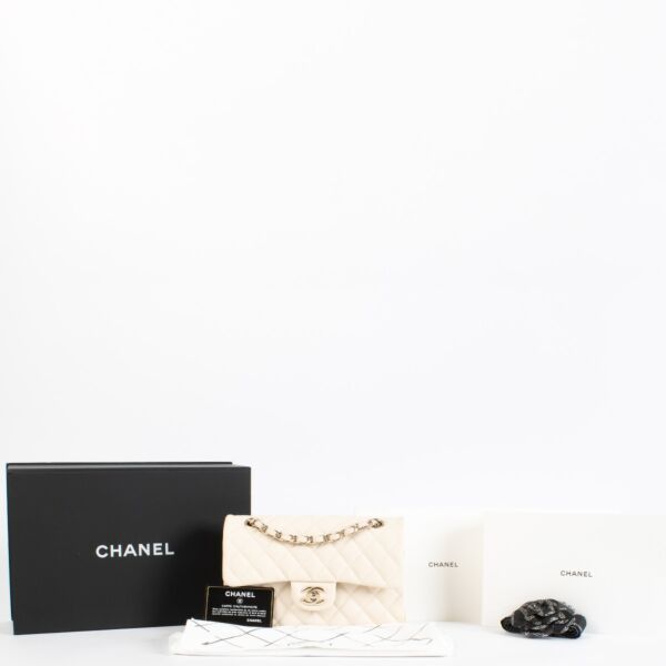 Chanel Cream Caviar Small Classic Handbag 