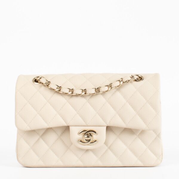Authentic Second Hand Chanel Cream Caviar Small Classic Handbag 2019 on Labellov.com