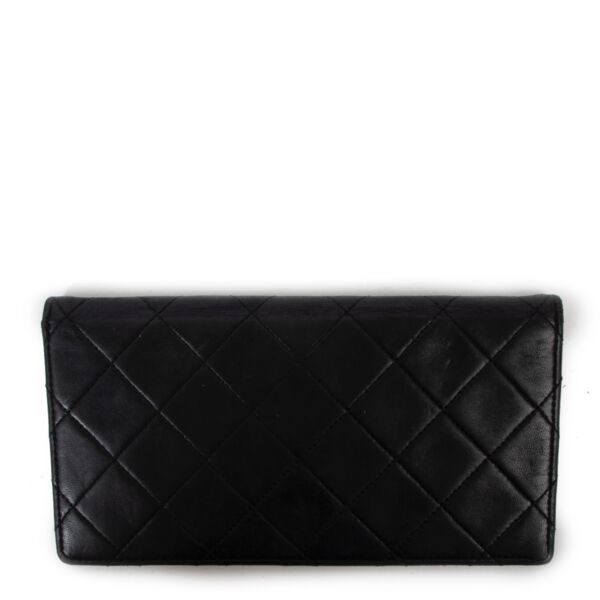 Chanel Vintage Black Lambskin Leather Wallet 