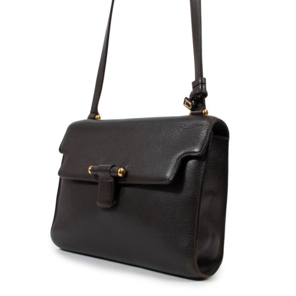 Delvaux Café Brown Leather Vintage Crossbody Bag