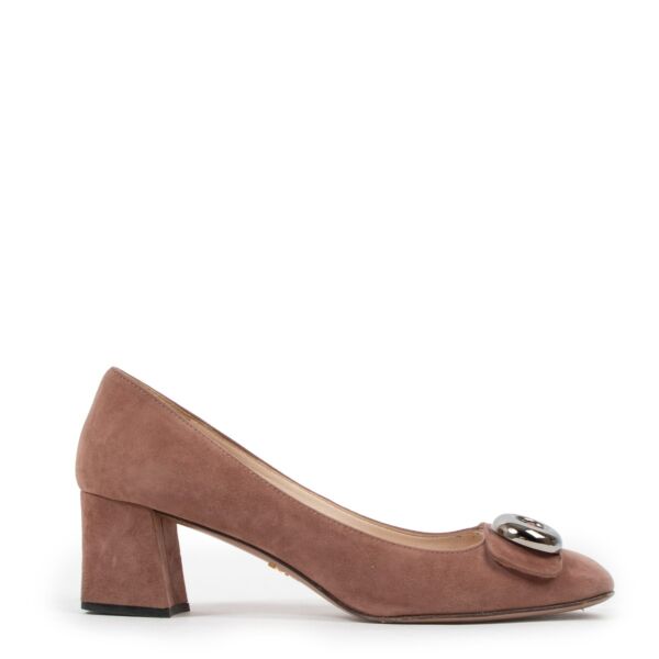 Prada Rose Camoscio Easy Suede Heels