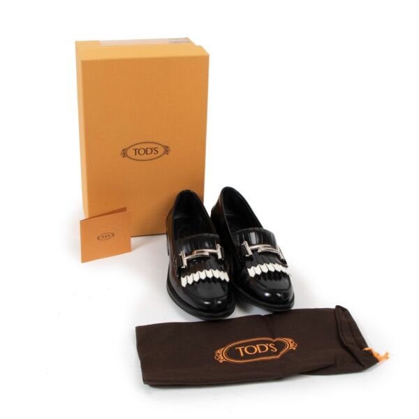 Tod's Black Fringed Leather Loafers - Size 38