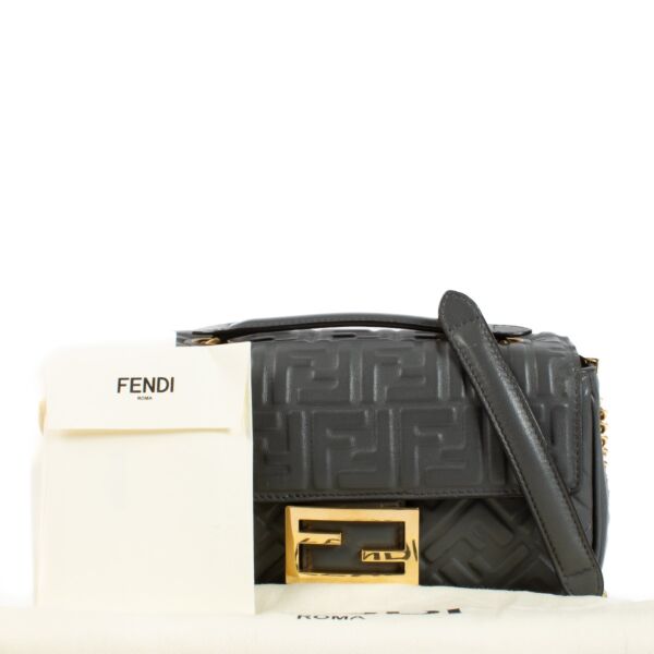Fendi Grey Baguette Chain Midi Bag