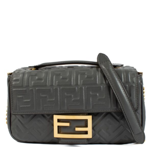 Fendi Grey Baguette Chain Midi Bag
