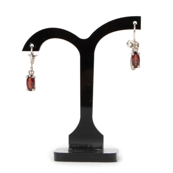 Wouters & Hendrix Silver and Red Stone Earrings