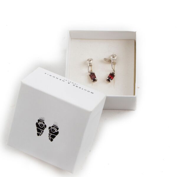 Wouters & Hendrix Silver and Red Stone Earrings