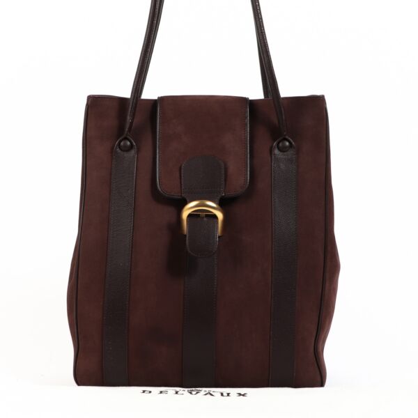 Delvaux Brown Nubuck Brillant Tote Shoulder Bag