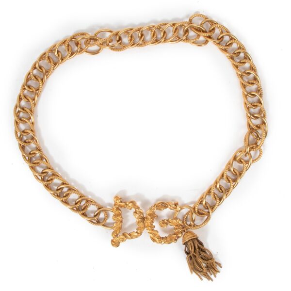 Dolce & Gabbana Gold Logo Tassel Belt