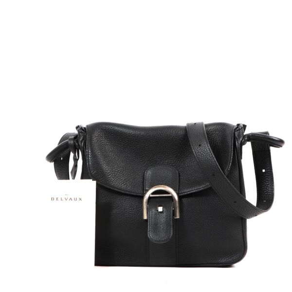 Delvaux Brillant Baudrier Black Taurillon Crispé Crossbody Bag