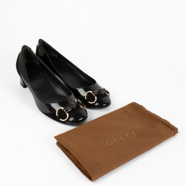 Gucci Black Bamboo Horsebit Heels - size 38