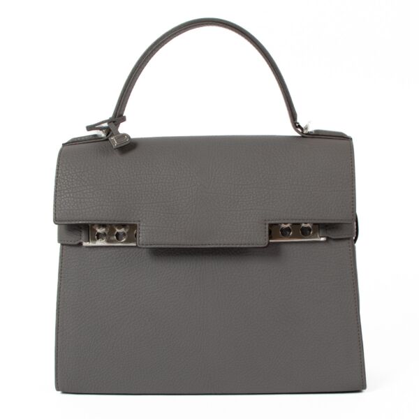 Delvaux Stone Cripsy Calf Tempete MM for the best price at Labellov secondhand luxury in Antwerp and Knokke.