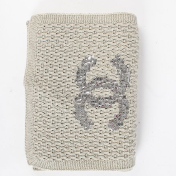Authentic Preloved Chanel Grey Cashmere CC Scarf on labellov.com