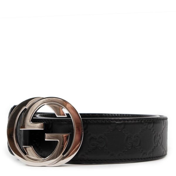 Gucci Black Leather Signature Belt