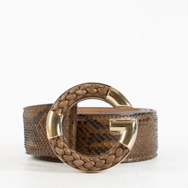 Authentic Preloved Gucci Brown Python Belt - Size 80 on Labellov.com