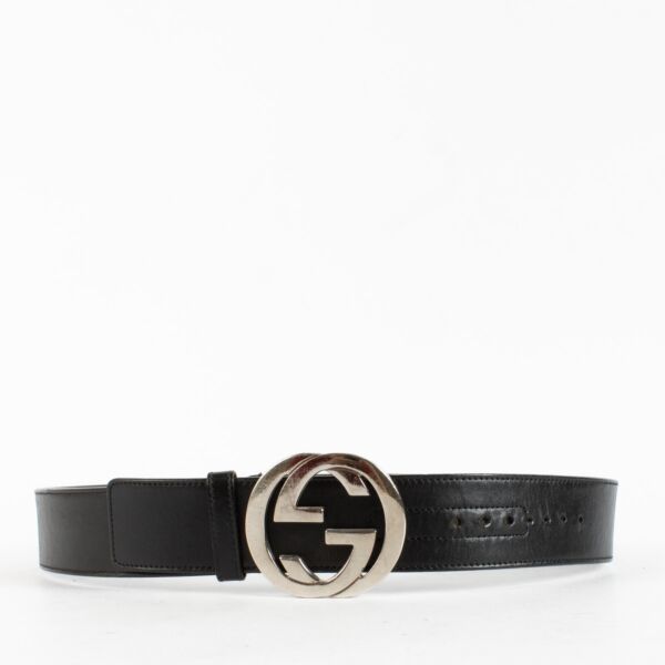 Gucci Black Interlocking GG Belt - Size 85