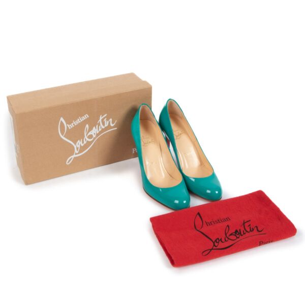 Christian Louboutin Simple Pump 85 Jade Patent Calf - Size 36