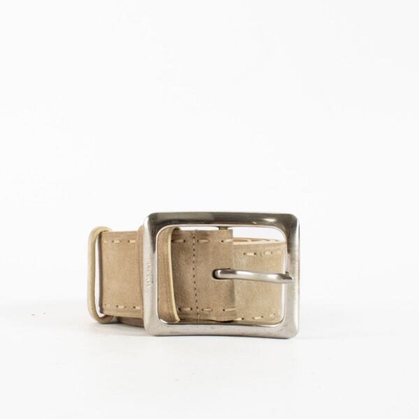 Authentic Preloved Prada Beige Suede Belt - Size 85 on Labellov.com