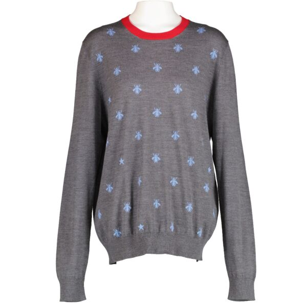 Gucci Bee/Star Grey Wool Sweater
