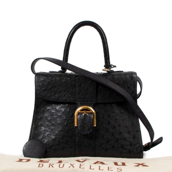 Delvaux Brillant MM Indigo Blue Ostrich