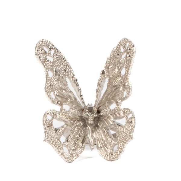 Alexander McQueen Silver Butterfly Ring - Size 55