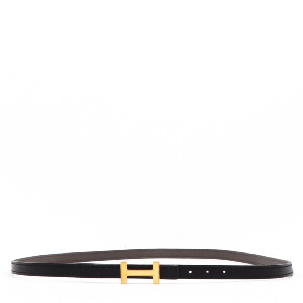 Hermès Focus Reversible Black/Etoupe Swift Belt