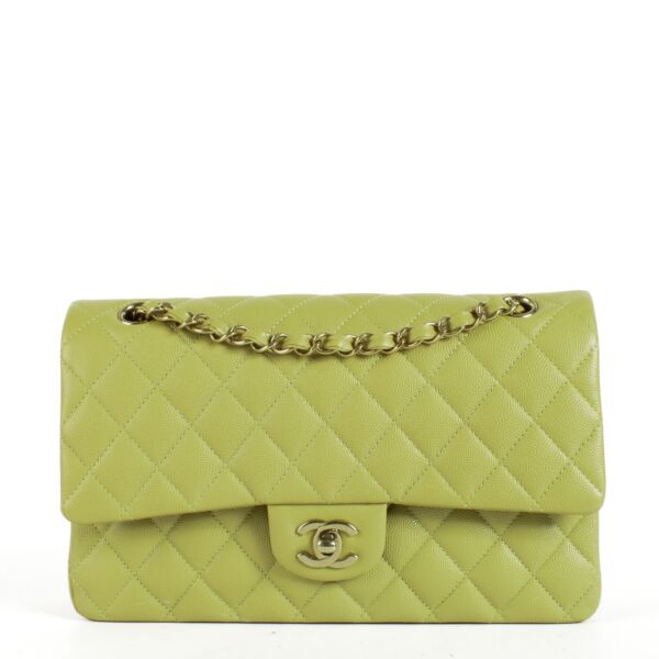 Chanel 22K Light Green Caviar Medium Classic 11.12 Bag at Labellov.com