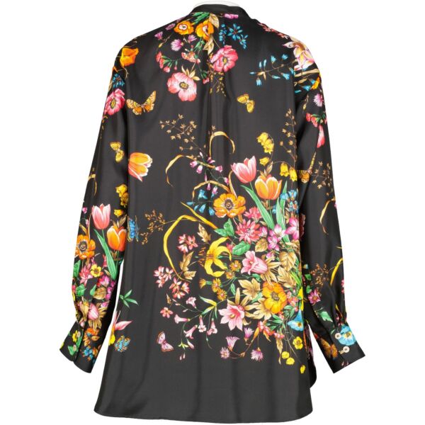 Gucci Black Flora Print Silk Shirt - size IT38