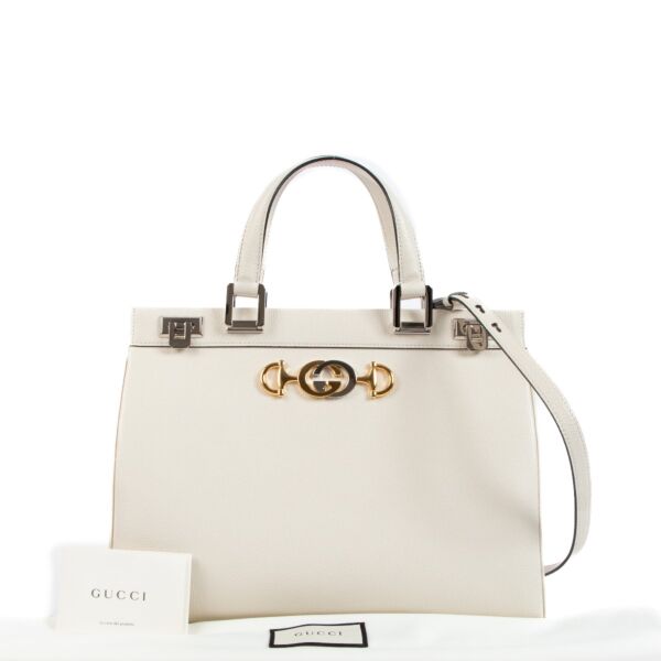 Gucci Cream Leather Zumi Medium Tote Bag