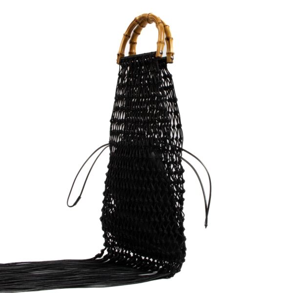 Jil Sander Bamboo Handle Macramé Fringe Bag