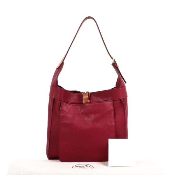 Hermès Rubis/Fauve Taurillon Clemence/Hunter Sac Marwari PM 