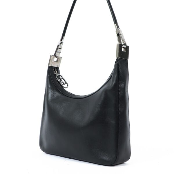 Gucci Tom Ford Black Leather Shoulder Bag