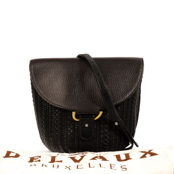 Delvaux Listrac PM Café Toile de Cuir Crossbody Bag