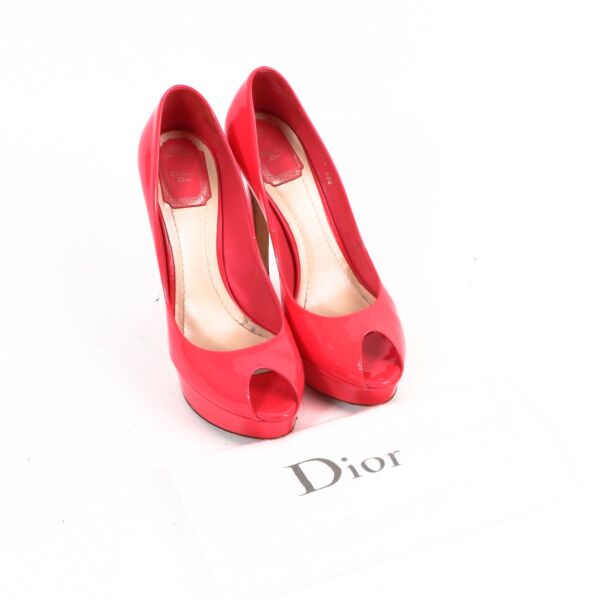 Christian Dior Pink Patent Leather Peep-toe Heels - Size 39 1/2