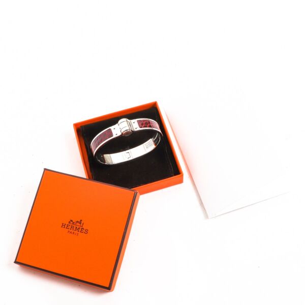 Hermès Charnière Fin Alligator Bourgogne Bracelet - Size GM